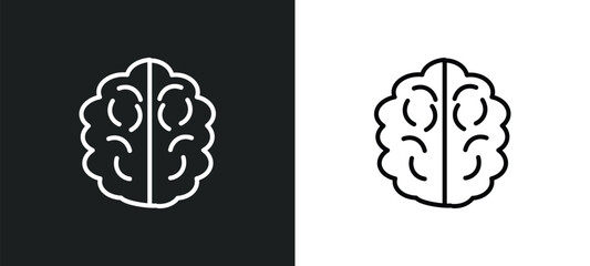 human brian line icon in white and black colors. human brian flat vector icon from human brian collection for web, mobile apps and ui.