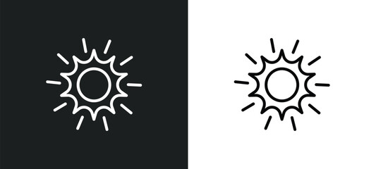 shining sun with rays line icon in white and black colors. shining sun with rays flat vector icon from shining sun with rays collection for web, mobile apps and ui.