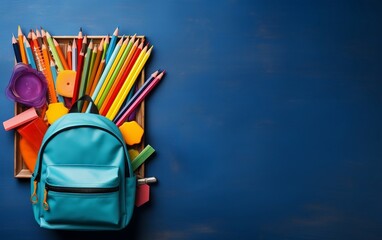 Back to School, Colorful Backpack and School Tools for Kids, Generative Ai