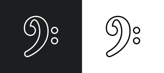 clef line icon in white and black colors. clef flat vector icon from clef collection for web, mobile apps and ui.