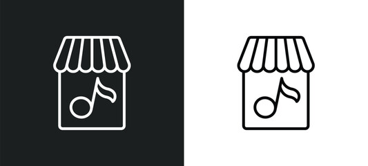 music store line icon in white and black colors. music store flat vector icon from music store collection for web, mobile apps and ui.