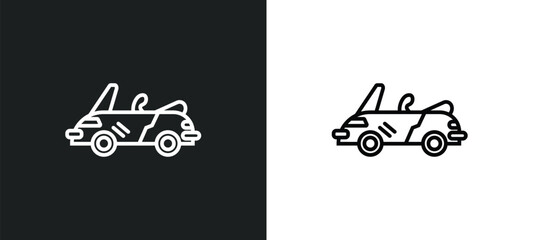 convertible car line icon in white and black colors. convertible car flat vector icon from convertible car collection for web, mobile apps and ui. - obrazy, fototapety, plakaty
