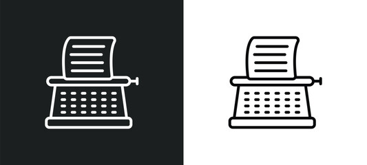 stenographer line icon in white and black colors. stenographer flat vector icon from stenographer collection for web, mobile apps and ui. - obrazy, fototapety, plakaty