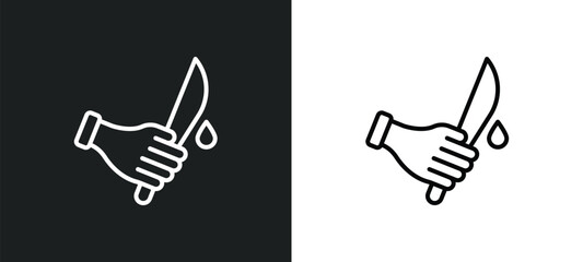 murder line icon in white and black colors. murder flat vector icon from murder collection for web, mobile apps and ui.