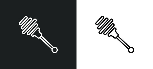 honey dipper line icon in white and black colors. honey dipper flat vector icon from honey dipper collection for web, mobile apps and ui.