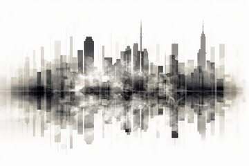 Geometric city skyline with a light grey gradient. AI generative - obrazy, fototapety, plakaty