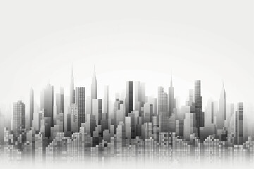 Fototapeta na wymiar Geometric city skyline with a light grey gradient. AI generative