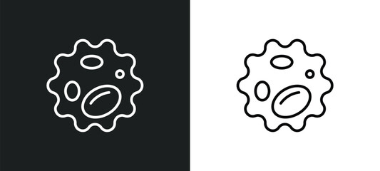 white blood cell line icon in white and black colors. white blood cell flat vector icon from blood cell collection for web, mobile apps and ui.