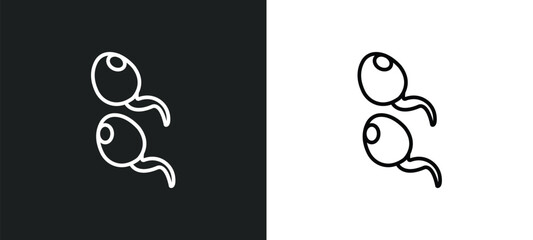 two spermatozoon line icon in white and black colors. two spermatozoon flat vector icon from two spermatozoon collection for web, mobile apps and ui.