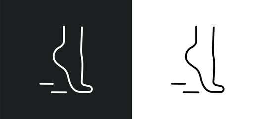 tiptoe feet line icon in white and black colors. tiptoe feet flat vector icon from tiptoe feet collection for web, mobile apps and ui.
