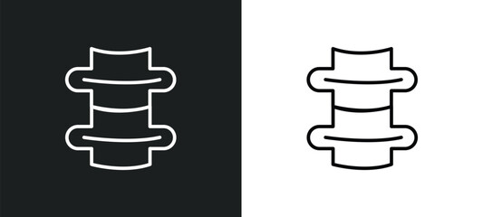 spine bone line icon in white and black colors. spine bone flat vector icon from spine bone collection for web, mobile apps and ui.
