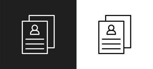 cv line icon in white and black colors. cv flat vector icon from cv collection for web, mobile apps and ui.