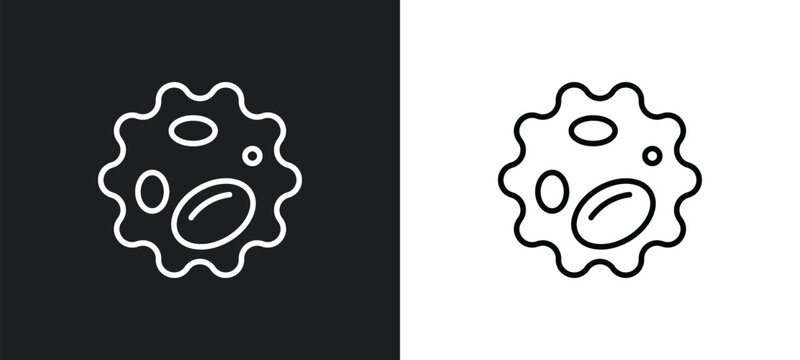 white blood cell line icon in white and black colors. white blood cell flat vector icon from blood cell collection for web, mobile apps and ui.