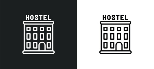 hostel line icon in white and black colors. hostel flat vector icon from hostel collection for web, mobile apps and ui.