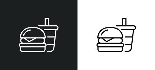 fast food line icon in white and black colors. fast food flat vector icon from fast food collection for web, mobile apps and ui.