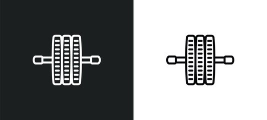 gymnastic roller line icon in white and black colors. gymnastic roller flat vector icon from gymnastic roller collection for web, mobile apps and ui.