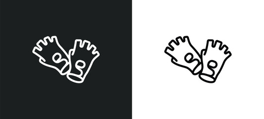 fitness gloves line icon in white and black colors. fitness gloves flat vector icon from fitness gloves collection for web, mobile apps and ui.