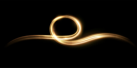 Abstract light speed motion effect.Gold color spiral glow effect.Magic shiny line.