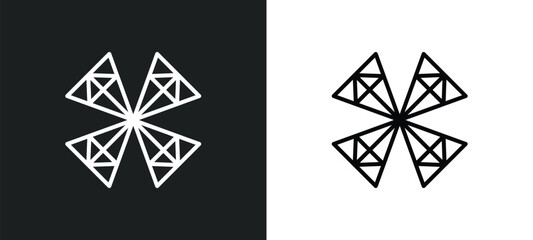 polygonal windmill line icon in white and black colors. polygonal windmill flat vector icon from polygonal windmill collection for web, mobile apps and ui.