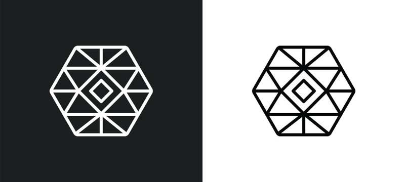 polygonal ornament line icon in white and black colors. polygonal ornament flat vector icon from polygonal ornament collection for web, mobile apps and ui.