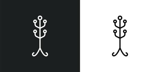 coat stand line icon in white and black colors. coat stand flat vector icon from coat stand collection for web, mobile apps and ui.