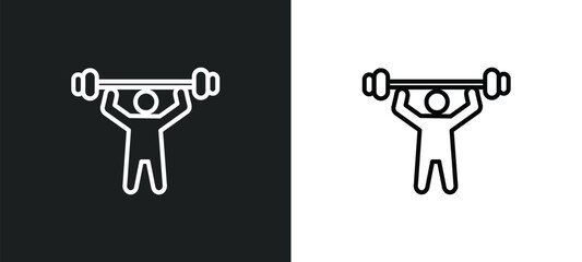 pumped human line icon in white and black colors. pumped human flat vector icon from pumped human collection for web, mobile apps and ui.