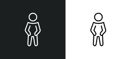 proud human line icon in white and black colors. proud human flat vector icon from proud human collection for web, mobile apps and ui.
