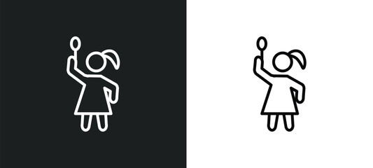pretty human line icon in white and black colors. pretty human flat vector icon from pretty human collection for web, mobile apps and ui.
