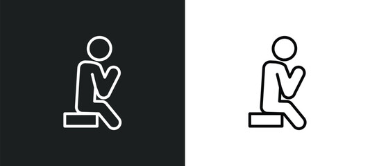 lonely human line icon in white and black colors. lonely human flat vector icon from lonely human collection for web, mobile apps and ui.