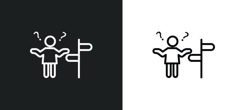 lost human line icon in white and black colors. lost human flat vector icon from lost human collection for web, mobile apps and ui.