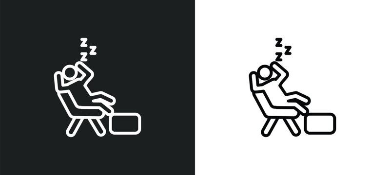 lazy human line icon in white and black colors. lazy human flat vector icon from lazy human collection for web, mobile apps and ui.