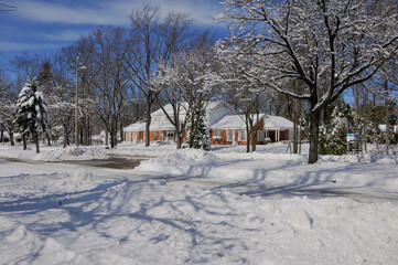 Snow Covered Roads And Streets After A March Snowstorm In Wisconsin