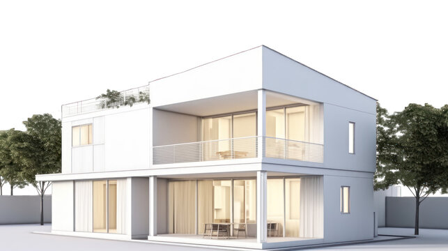 Luxurious modern house isolated on transparent or white background