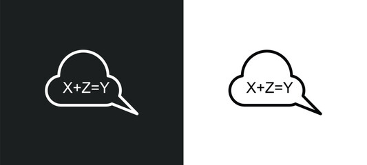 equation line icon in white and black colors. equation flat vector icon from equation collection for web, mobile apps and ui. - obrazy, fototapety, plakaty