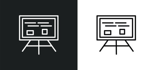 writing whiteboard line icon in white and black colors. writing whiteboard flat vector icon from writing whiteboard collection for web, mobile apps and ui.