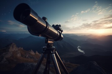 A photograph of a telescope in a remote, mountaintop observatory, Generative AI