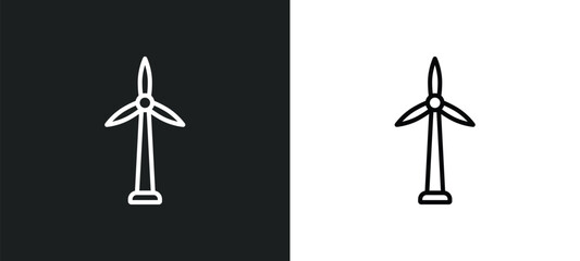 wind energy line icon in white and black colors. wind energy flat vector icon from wind energy collection for web, mobile apps and ui.