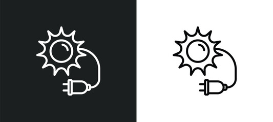 solar plug line icon in white and black colors. solar plug flat vector icon from solar plug collection for web, mobile apps and ui.