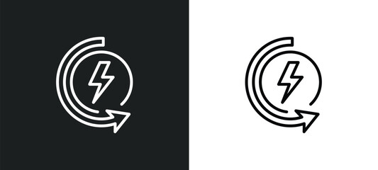 renewable energy line icon in white and black colors. renewable energy flat vector icon from renewable energy collection for web, mobile apps and ui.