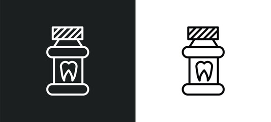 mouth wash line icon in white and black colors. mouth wash flat vector icon from mouth wash collection for web, mobile apps and ui.