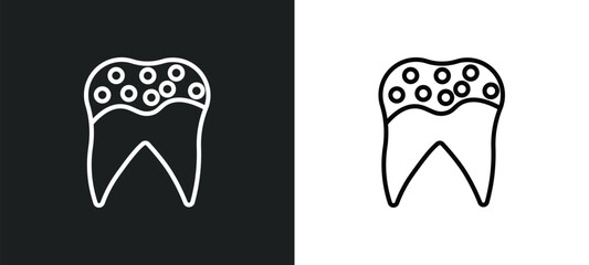 holed tooth line icon in white and black colors. holed tooth flat vector icon from holed tooth collection for web, mobile apps and ui.