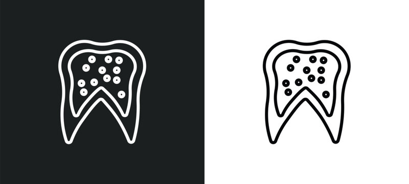 inner tooth line icon in white and black colors. inner tooth flat vector icon from inner tooth collection for web, mobile apps and ui.