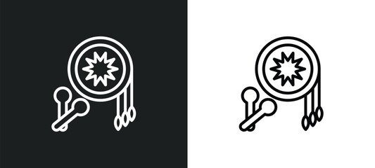 native american drum line icon in white and black colors. native american drum flat vector icon from native american drum collection for web, mobile apps and ui.