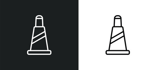 traffic cone line icon in white and black colors. traffic cone flat vector icon from traffic cone collection for web, mobile apps and ui.