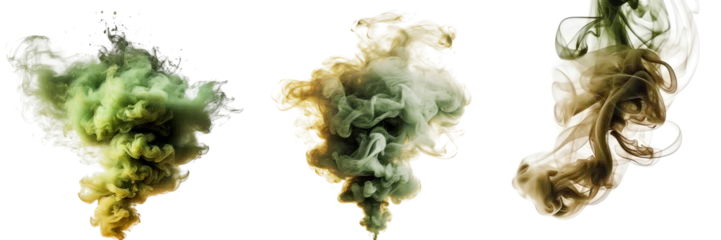 Foto op Canvas Green brown toxic poisonous gas cloud transparent isolated - Generative AI © mr_marcom