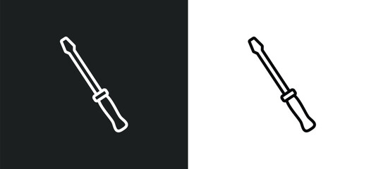 repair screwdriver line icon in white and black colors. repair screwdriver flat vector icon from repair screwdriver collection for web, mobile apps and ui.