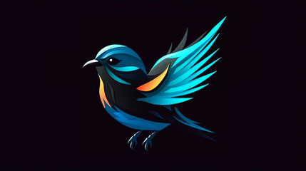 Bird on a dark background, logo design, generative AI.