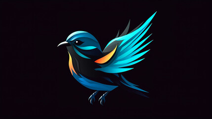 Fototapeta premium Bird on a dark background, logo design, generative AI.