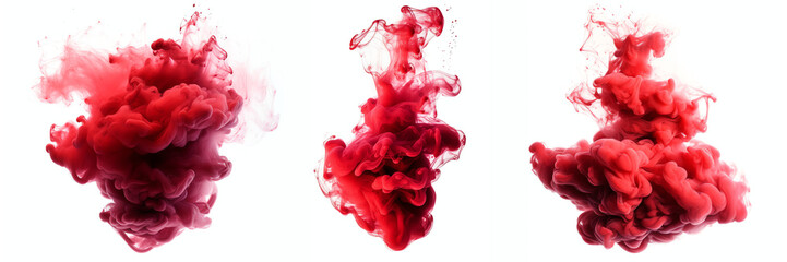 Red ink paint cloud in water isolated transparent - Generative AI - obrazy, fototapety, plakaty
