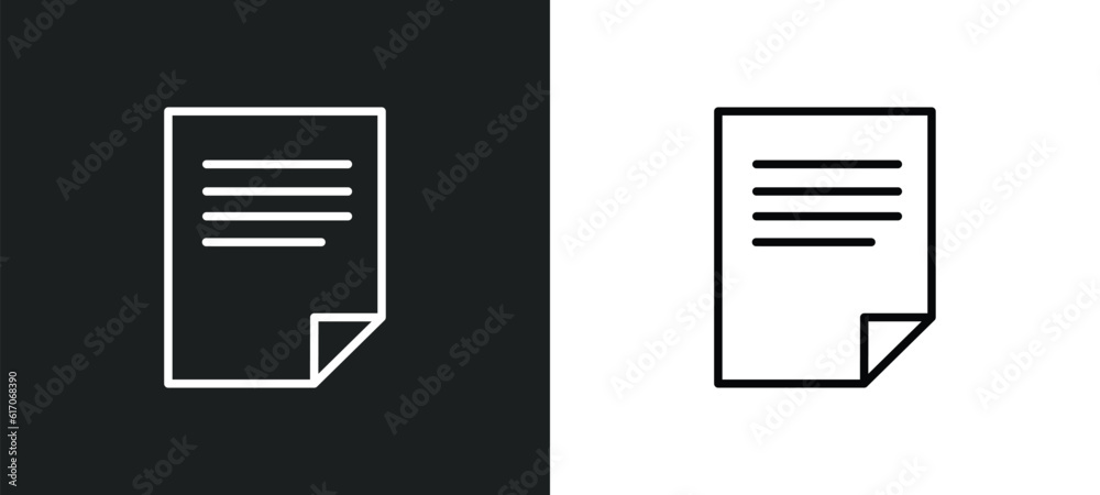Poster data page line icon in white and black colors. data page flat vector icon from data page collection 